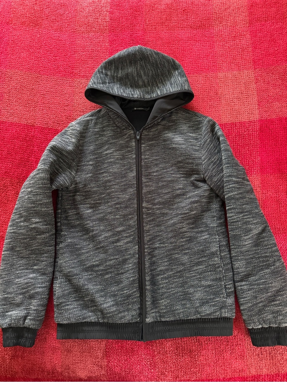 Alexander Wang Gray/Black Padded Zip-Up Hooded Jacket